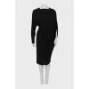 Black asymmetrical dress with belt