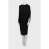 Black asymmetrical dress with belt