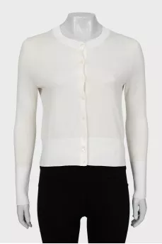 Белый кардиган из шелка и хлопка