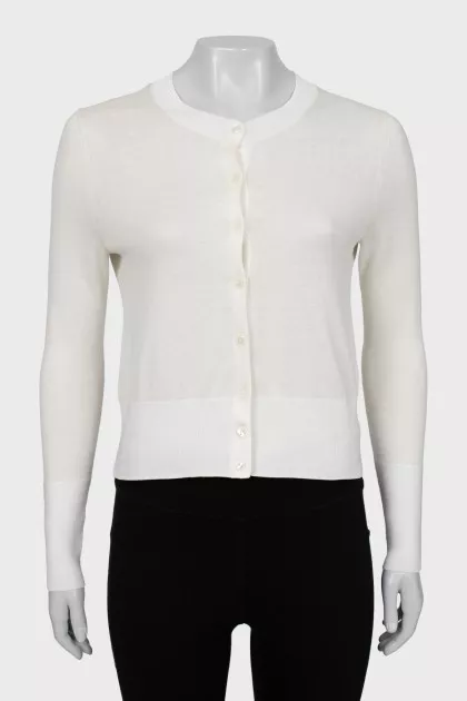 White silk and cotton cardigan