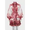 Printed dress with voluminous sleeves