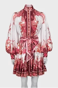 Printed dress with voluminous sleeves