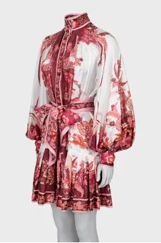 Printed dress with voluminous sleeves