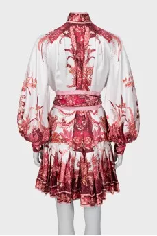 Printed dress with voluminous sleeves