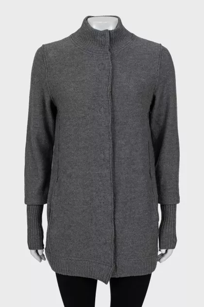 Gray knitted cardigan