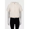 Beige down jacket with short sleeves