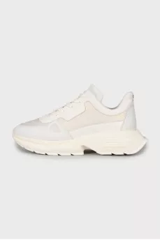 White leather sneakers with chunky soles