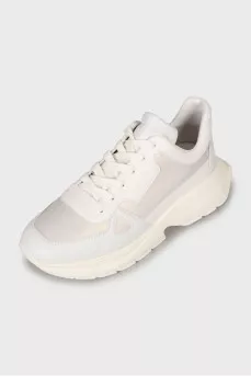 White leather sneakers with chunky soles
