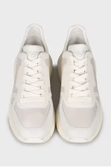 White leather sneakers with chunky soles