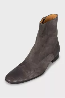 Men's suede boots with perforations