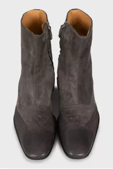 Men's suede boots with perforations