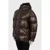 Brown down jacket with text print