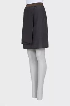 Wool skirt with contrasting belt