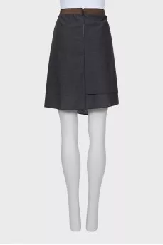 Wool skirt with contrasting belt