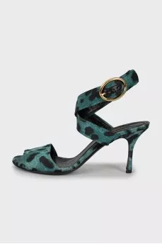 Textile sandals in animal print