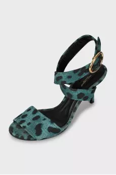 Textile sandals in animal print