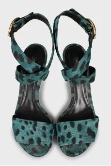 Textile sandals in animal print