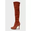 Suede over the knee boots with zipper