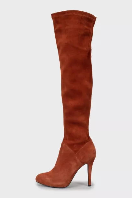 Suede over the knee boots with zipper