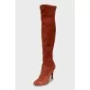 Suede over the knee boots with zipper