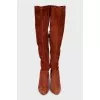 Suede over the knee boots with zipper