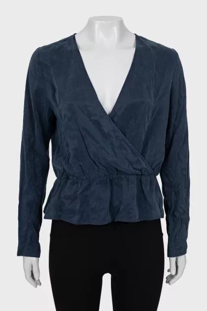 Blue V-Neck Blouse