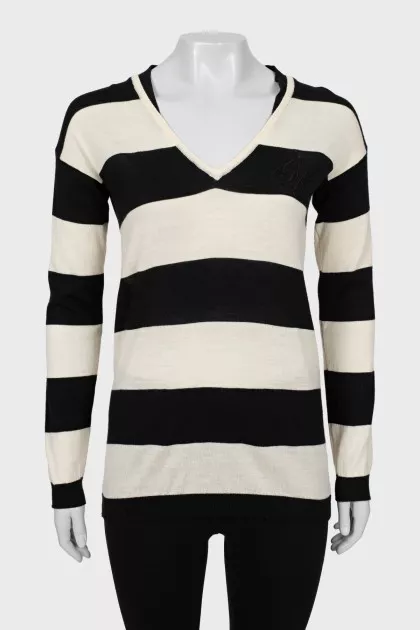 Black and white striped pullover