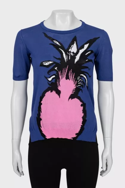 Knitted T-shirt with print