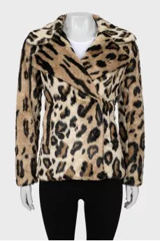 Eco-fur coat in animal print