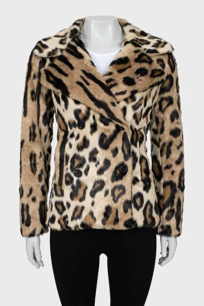 Eco-fur coat in animal print