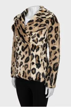 Eco-fur coat in animal print