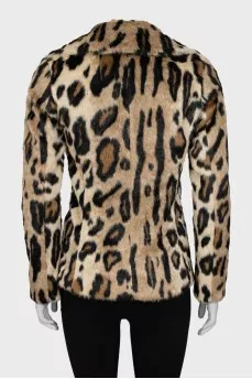 Eco-fur coat in animal print