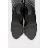 Patent leather high heel boots