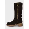 Brown suede boots