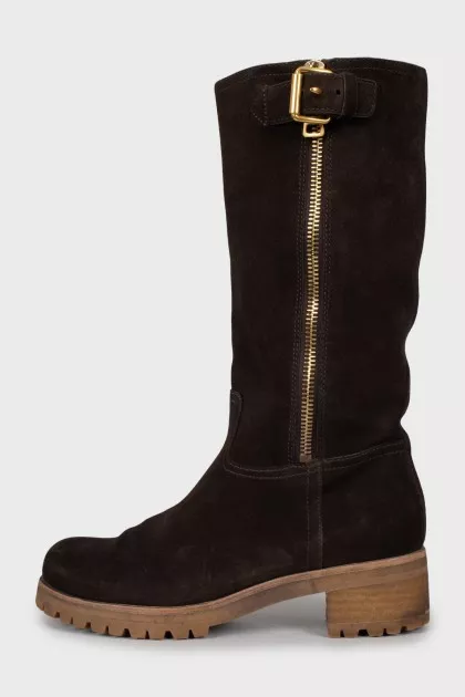 Brown suede boots