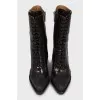 Patent lace-up ankle boots