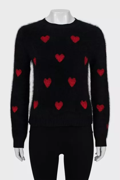 Printed long pile sweater