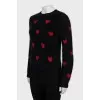 Printed long pile sweater