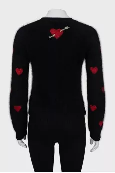 Printed long pile sweater