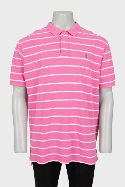 Men's white striped polo shirt