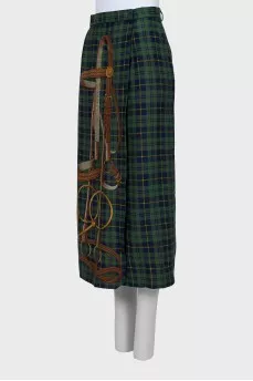 Printed wool pencil skirt