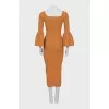 Brown ribbed midi dress