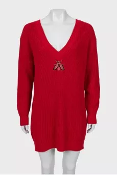 Knitted dress with beaded embroidery