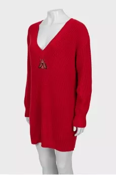 Knitted dress with beaded embroidery