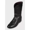 Leather boots with brand logo