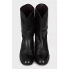 Leather boots with brand logo