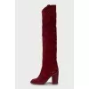 Red suede boots
