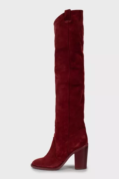 Red suede boots