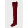 Red suede boots