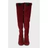 Red suede boots